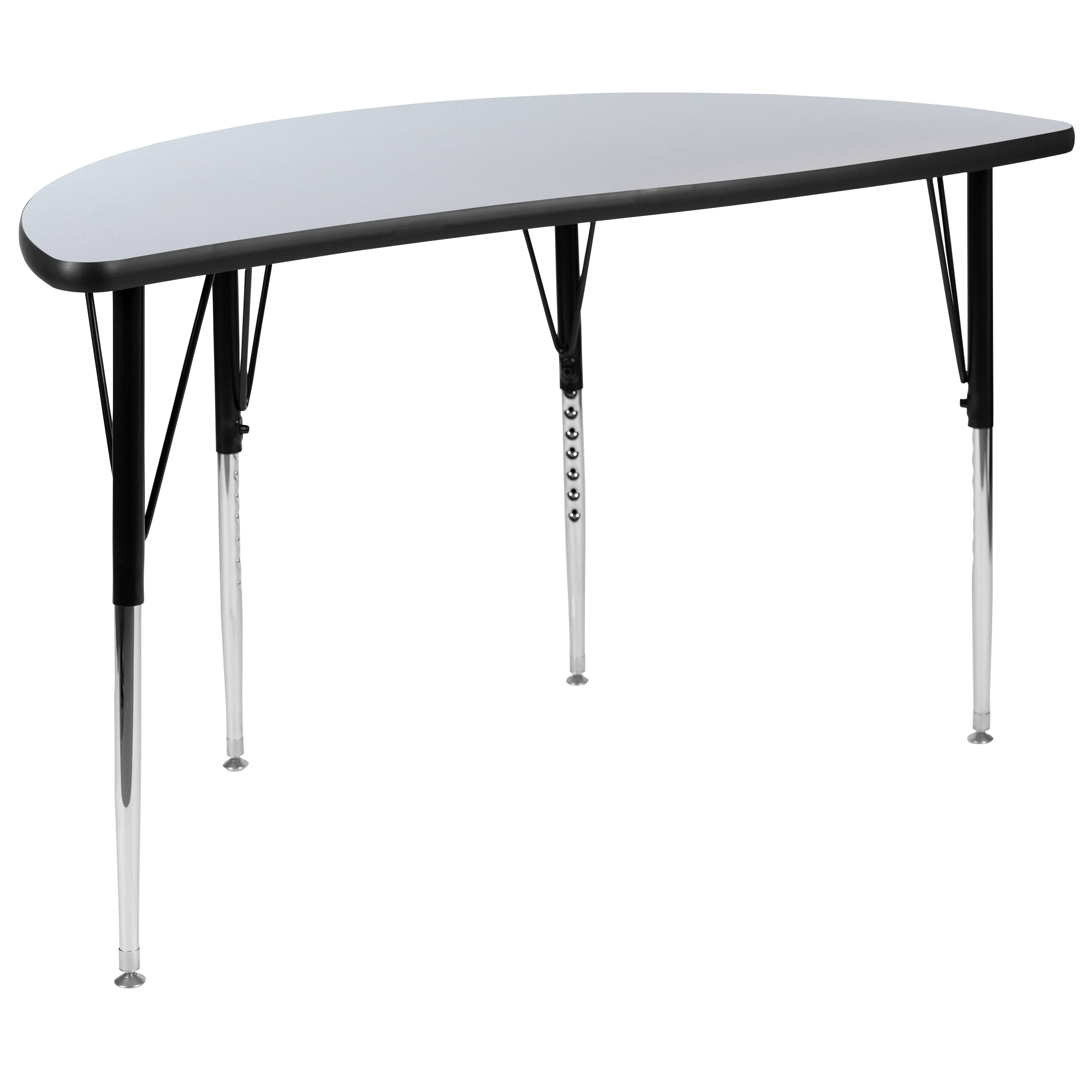 Alt View 9. Emma + Oliver - 2 Piece 47.5" Circle Wave Collaborative Grey Adjustable Activity Table Set - Grey.