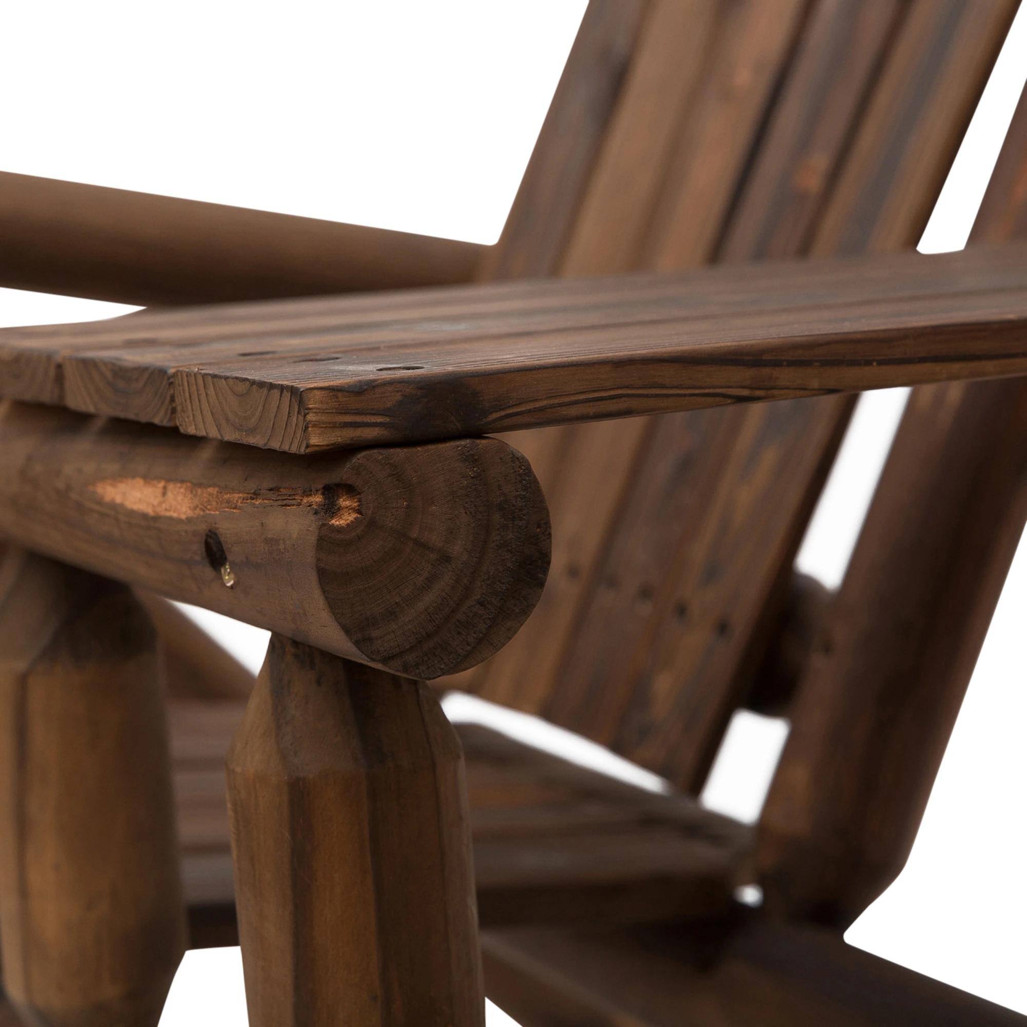 Alt View 2. Resenkos - Resenkos Wooden Adirondack Bench Set with Central Coffee Table, Ideal Outdoor Lounging & Relaxation, Brown - Brown.