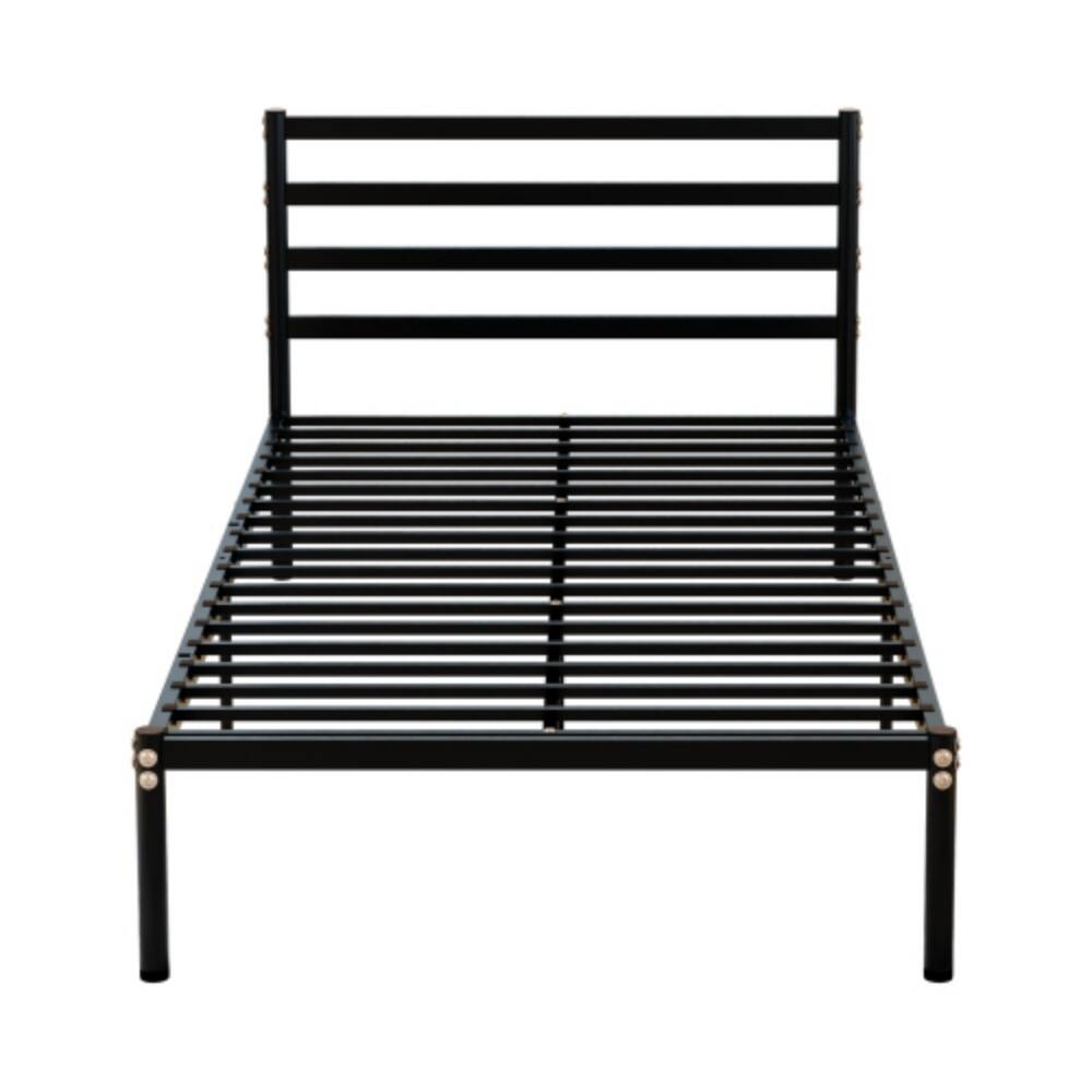 Alt View 1. LUCKY ONE - Twin Size Classic Metal Platform Bed Frame Mattress Foundation, Large Under-Bed Storage, Easy Assembly - Black.