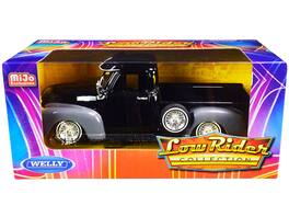 1953 Chevrolet 3100 Pickup Truck "Low Rider Collection" 1/24 Diecast Model Car by Welly - Black and Gray