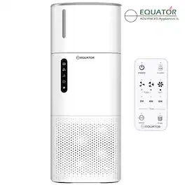 Equator - HEPA Air Purifier with Sterilizer Ionizer Humidifier Odor Lock PET Dander Large Room 450 sq. ft HEPA Filter 110V - White