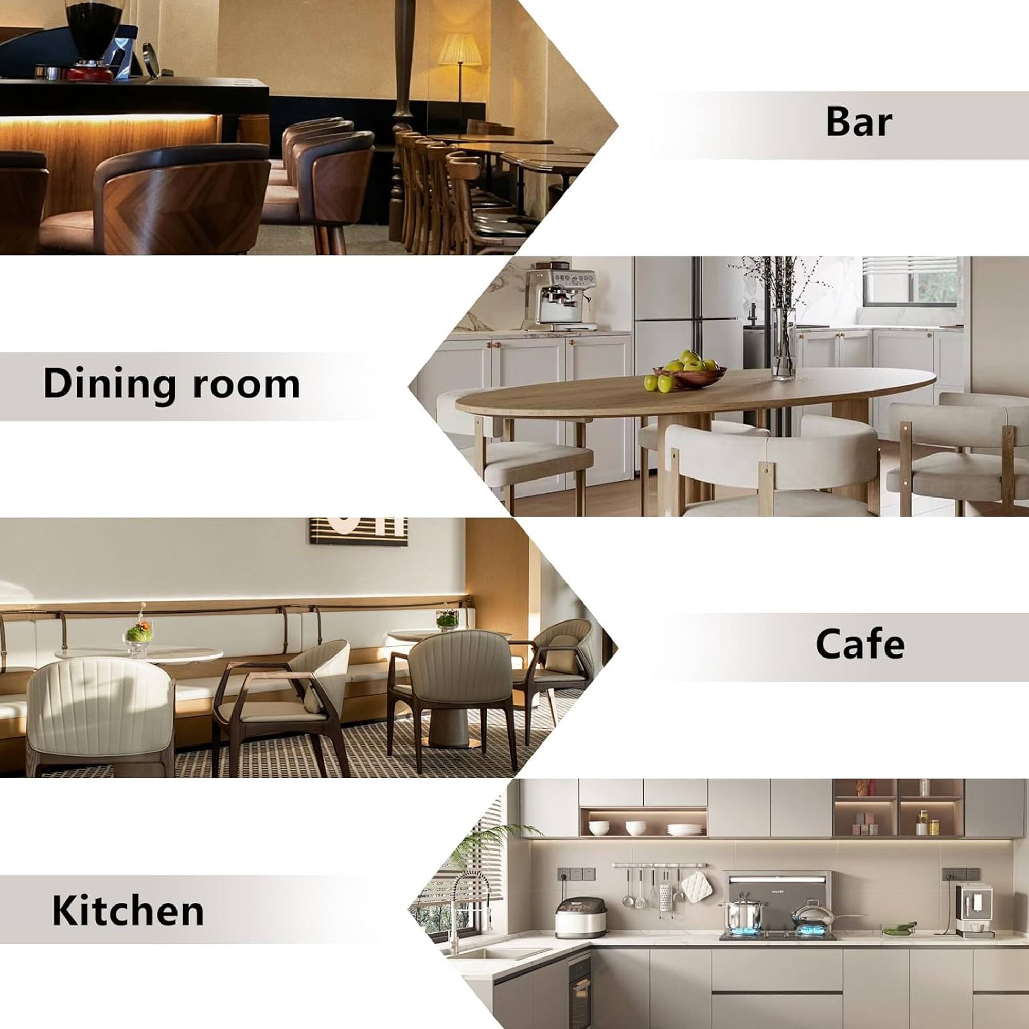 Bar  
Dining room  
Cafe  
Kitchen