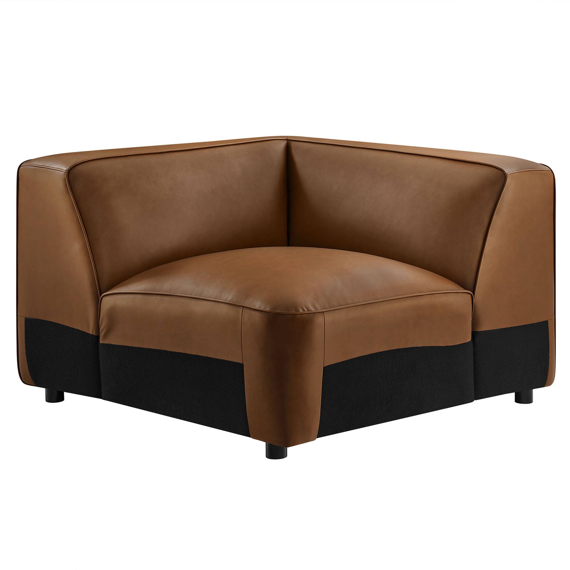 Alt View 5. Modway - Auren Upholstered Vegan Leather Modular Corner Chair by Modway - Coffee.