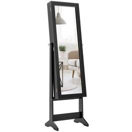 Gymax - Vanity Mirror Tilting Jewelry Cabinet Organizer Storage Box - Black