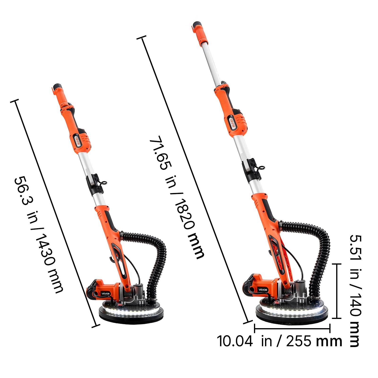 56.3 in / 1430 mm

VEVOR

ROUEL 71.65 in / 1820 mm

5.51 in / 140 mm

10.04 in / 255 mm