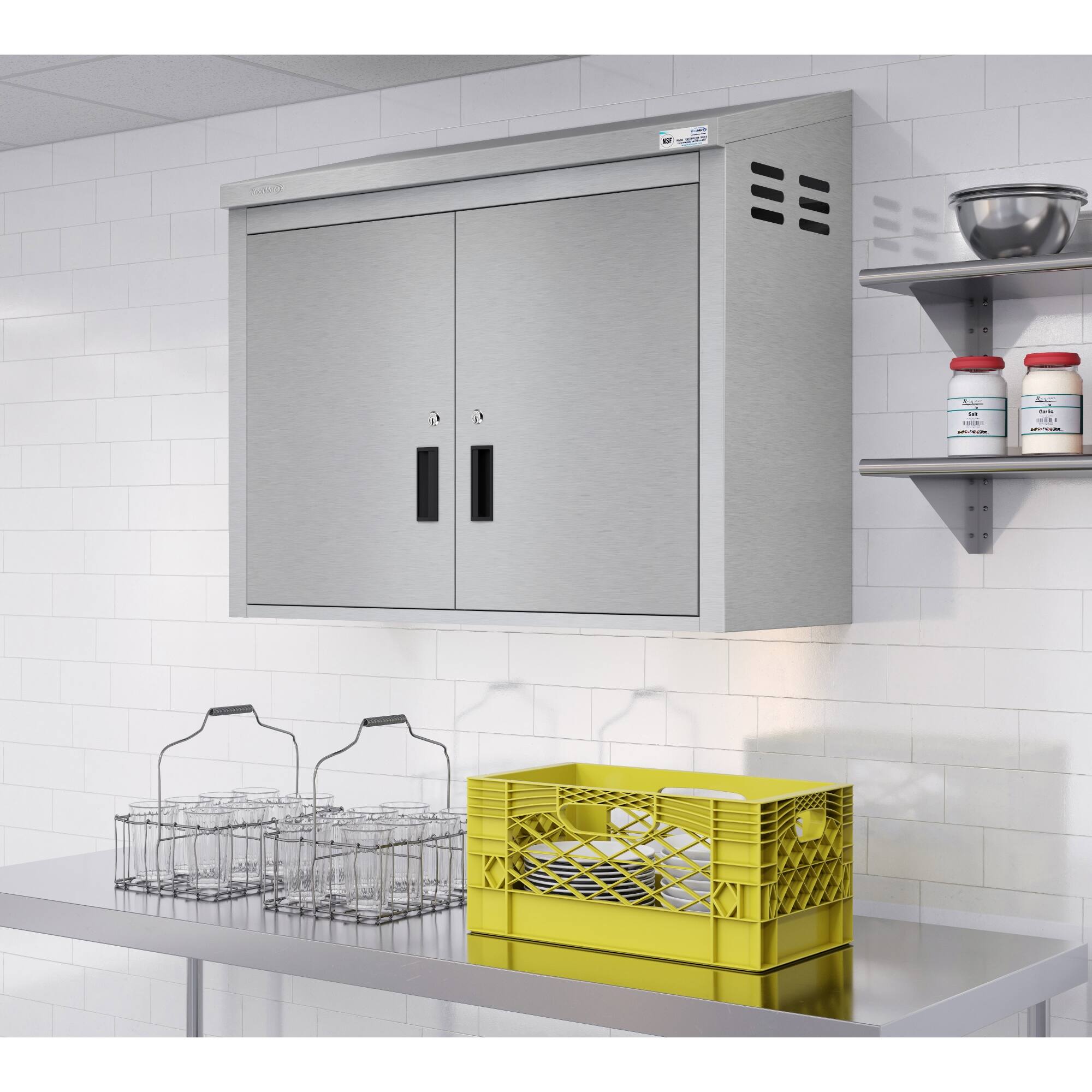 Alt View 2. Koolmore - 36 in. Kitchen Wall Cabinet with Hinged Doors and 2 shelves in Stainless-Steel (KM-WMC-1536-S) - Stainless-Steel.