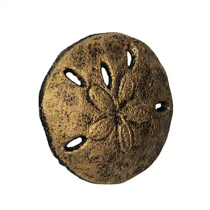 Front. Zeckos - Gold Sand Dollar Drawer Pulls - 6-Piece Coastal Cabinet Knobs - Gold.