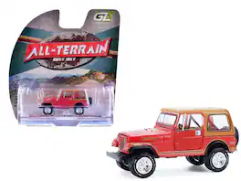 1980 Jeep CJ-7 Laredo Red with Tan Top "All Terrain" Series 1/64 Diecast Model Car by Greenlight