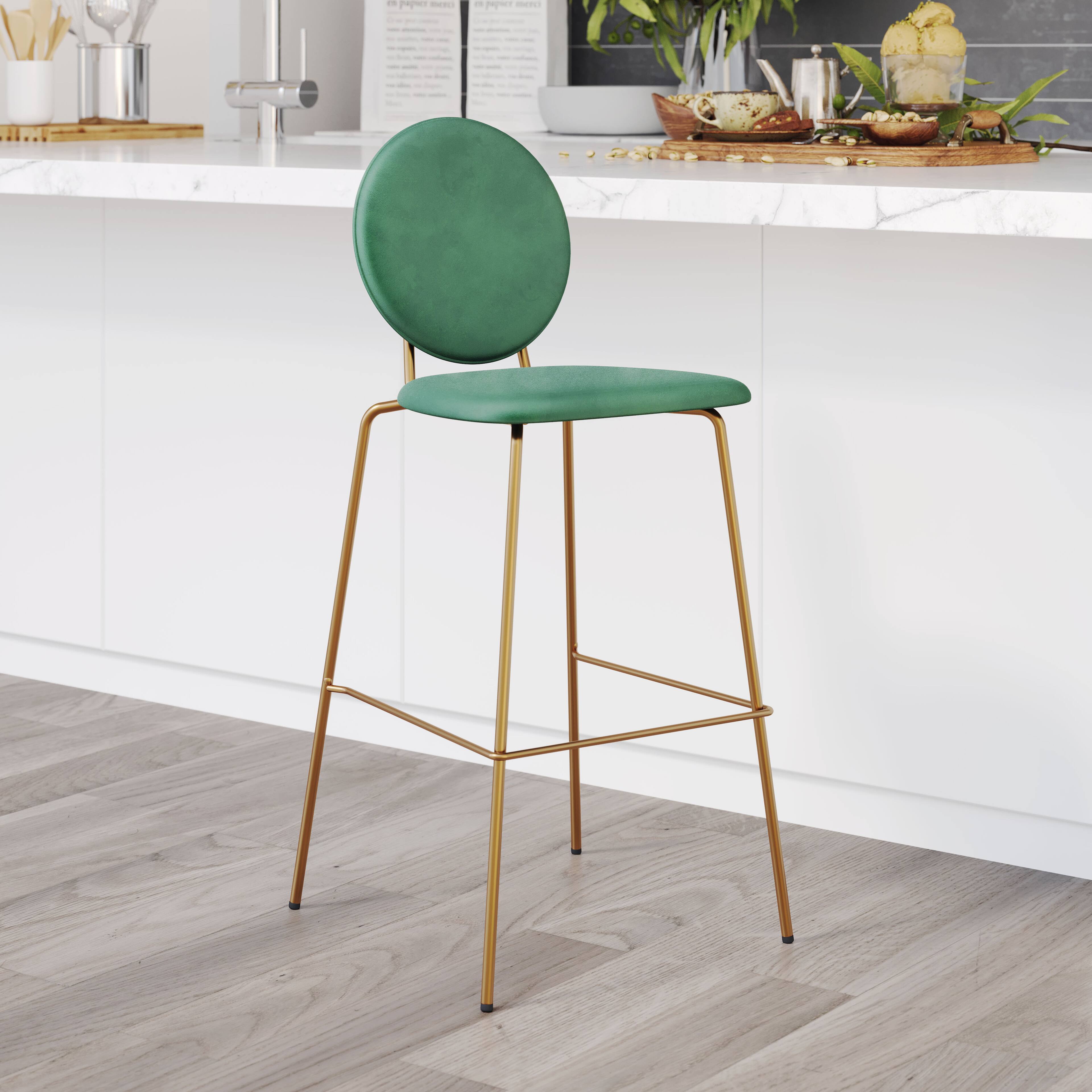 Angle. Hivvago - Odessa Barstool (Set of 2) Green & Gold - Green & Gold.