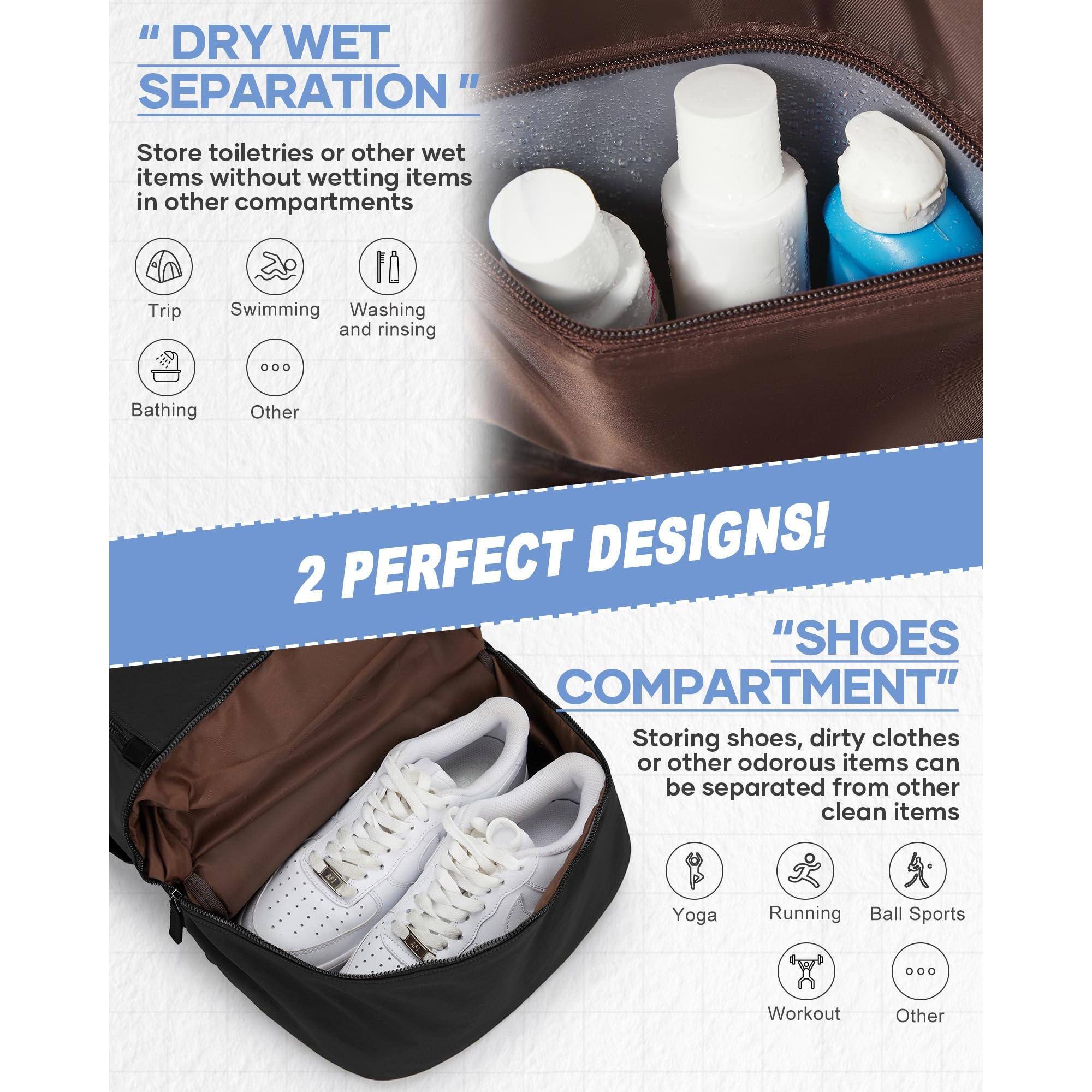 Alt View 2. Cozy Serene - Black Gym Backpack For Women Men  Waterproof Track Bag With Expandable Shoe Compartment Lightweight Mini Casual Daypack - A1-black.