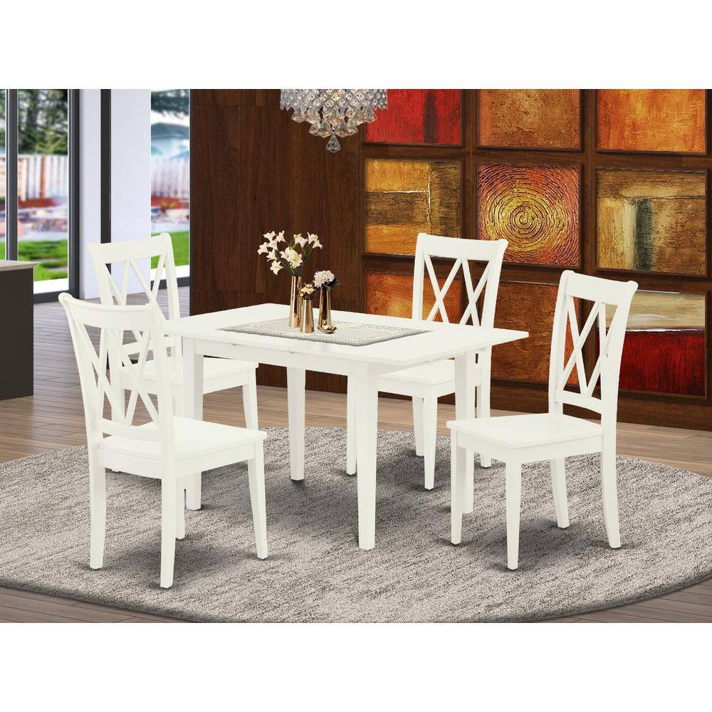 Left. East West Furniture - Dining Table- Dining Chairs - Brown.