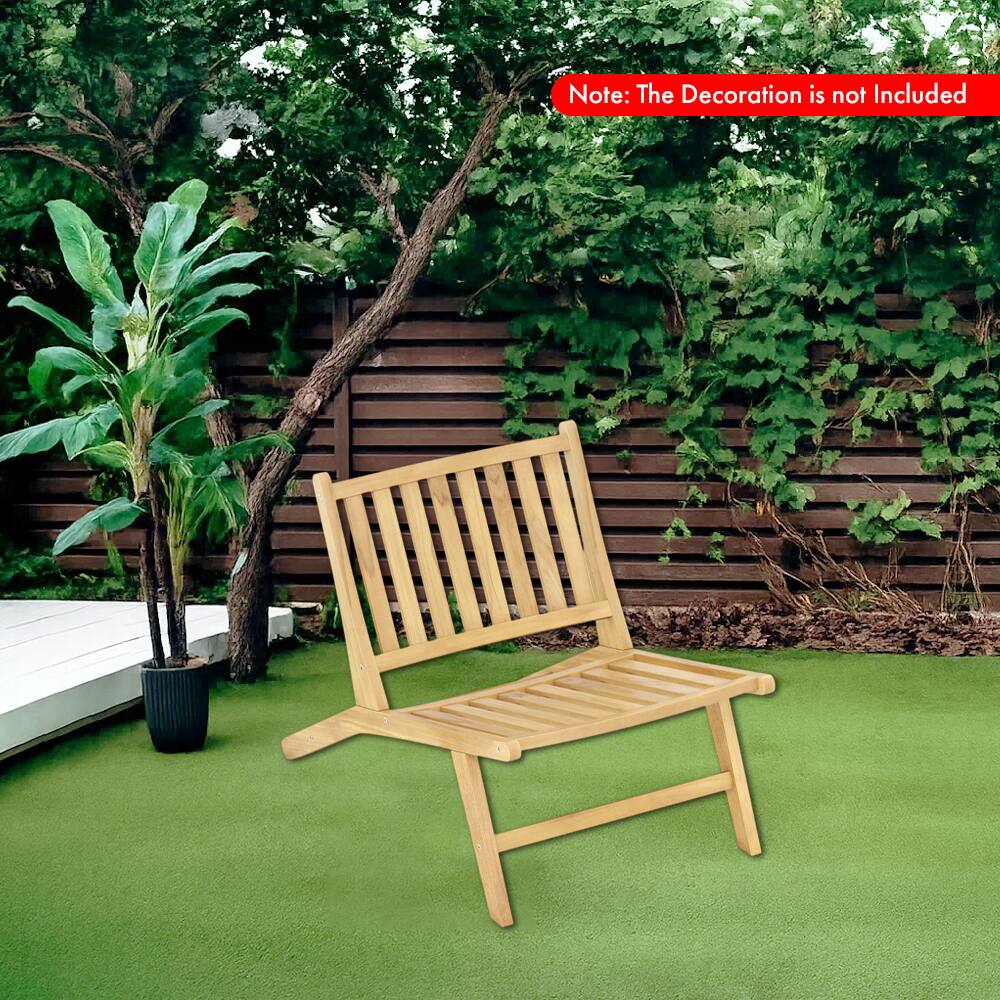 Angle. Hivvago - Outdoor Teak Reclining Chair with Adjustable Backrest for Comfortable Seating - Natural.
