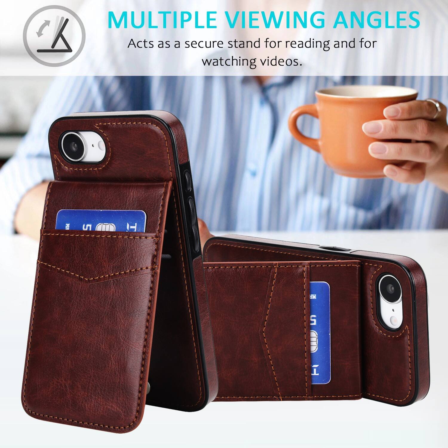 MULTIPLE VIEWING ANGLES  
Acts as a secure stand for reading and for watching videos.