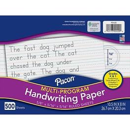 Pacon - D'Nealian/Zaner-Bloser Multi-Program Handwriting Practice Paper, 8" x 10.5", 35 lbs., 500 Sheets/Pack - White