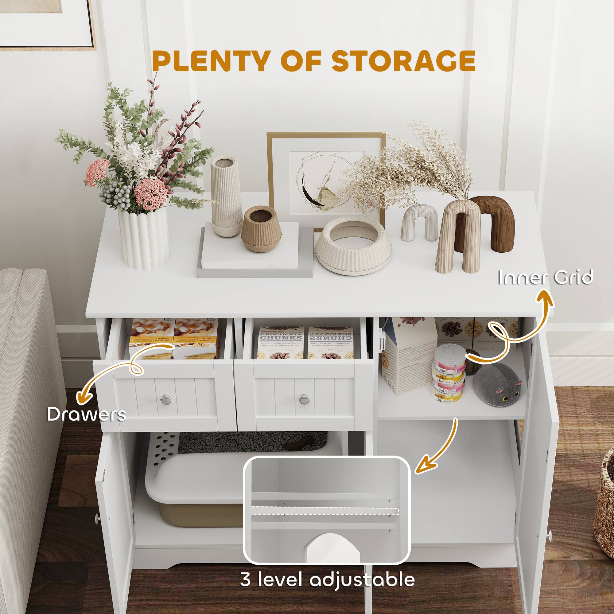 PLANTY OF STORAGE

Drawers

Inner Grid

3 level adjustable
