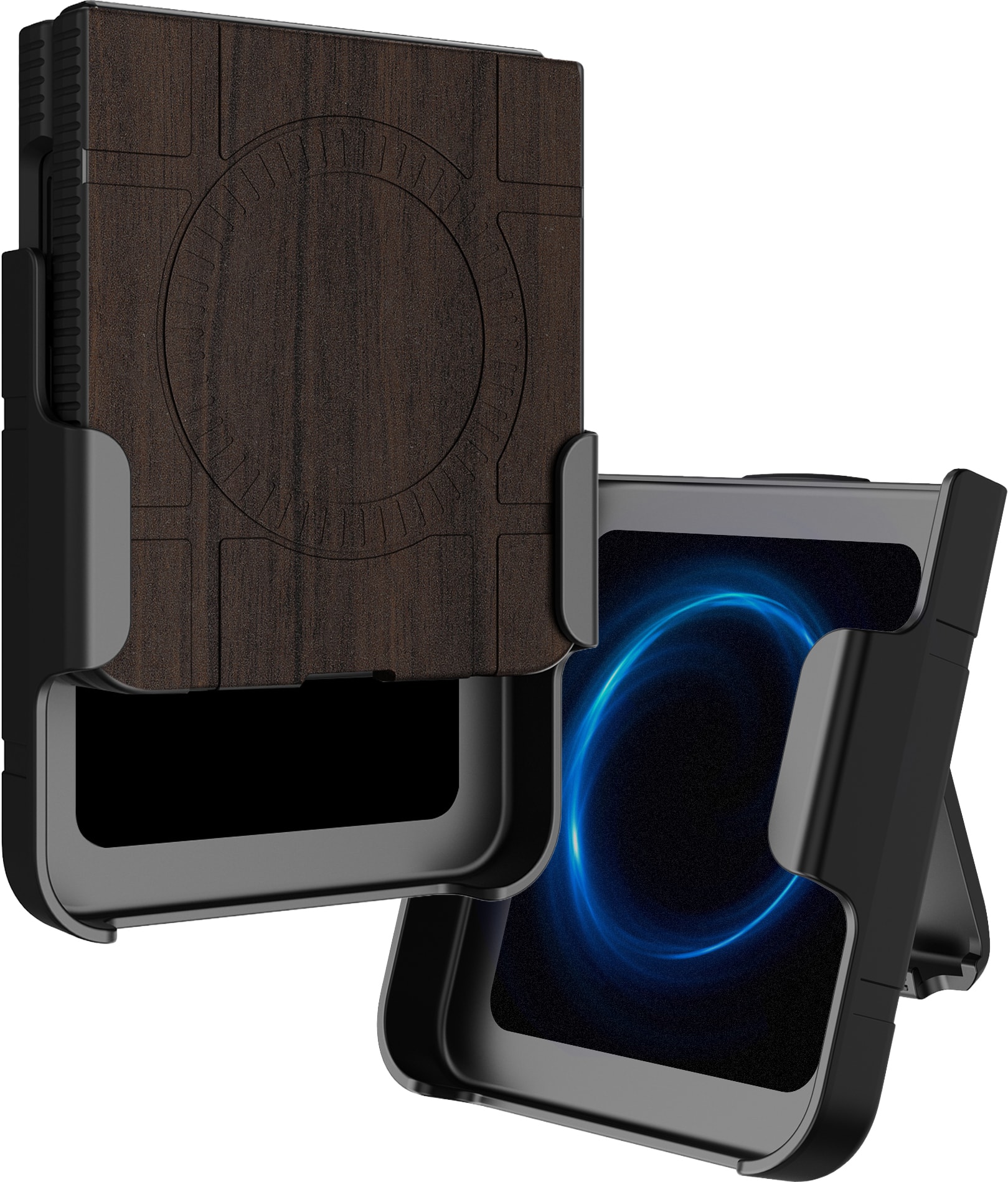 Nakedcellphone - Combo for Samsung Galaxy Z Flip 8 Phone - Slim Case and Belt Clip Holster (Compatible with MagSafe) - Woodgrain