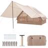 Costway - Inflatable Camping Tent 4-6 People Waterproof Blow-up Air Tent with Porch, Pump - Beige