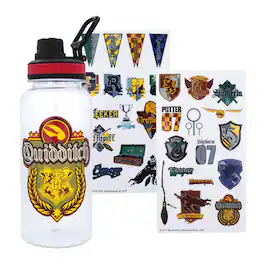Silver Buffalo - Harry Potter Quidditch 32-Ounce Water Bottle and Sticker Set - Red
