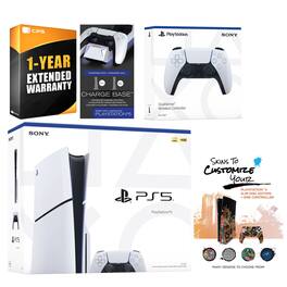 Playstation 5 Slim Disc with Extra Controller, Charging Dock and MightySkins Decal Voucher + 1 Year CPS - PlayStation 5
