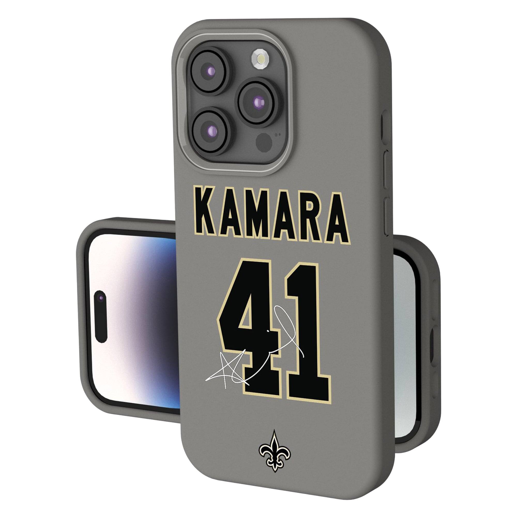 Front. Keyscaper - Alvin Kamara Gray New Orleans Saints Ready Soft Touch iPhone Case - 15 Plus - Gray.