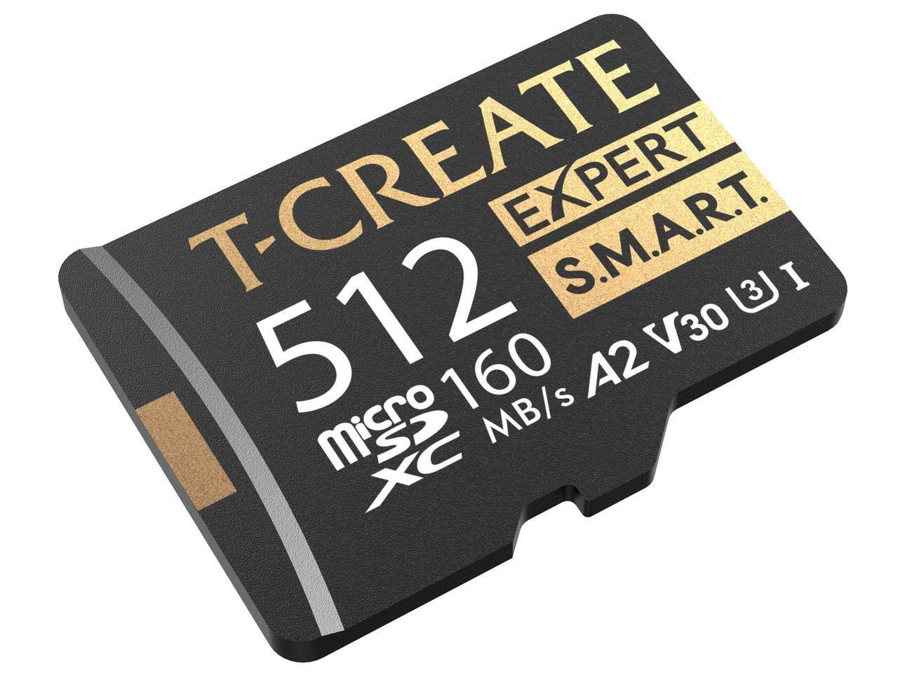 T-CREATE EXPERT S.M.A.R.T.  
512GB  
MicroSDXC  
160 MB/s  
A2 V30 U3 I