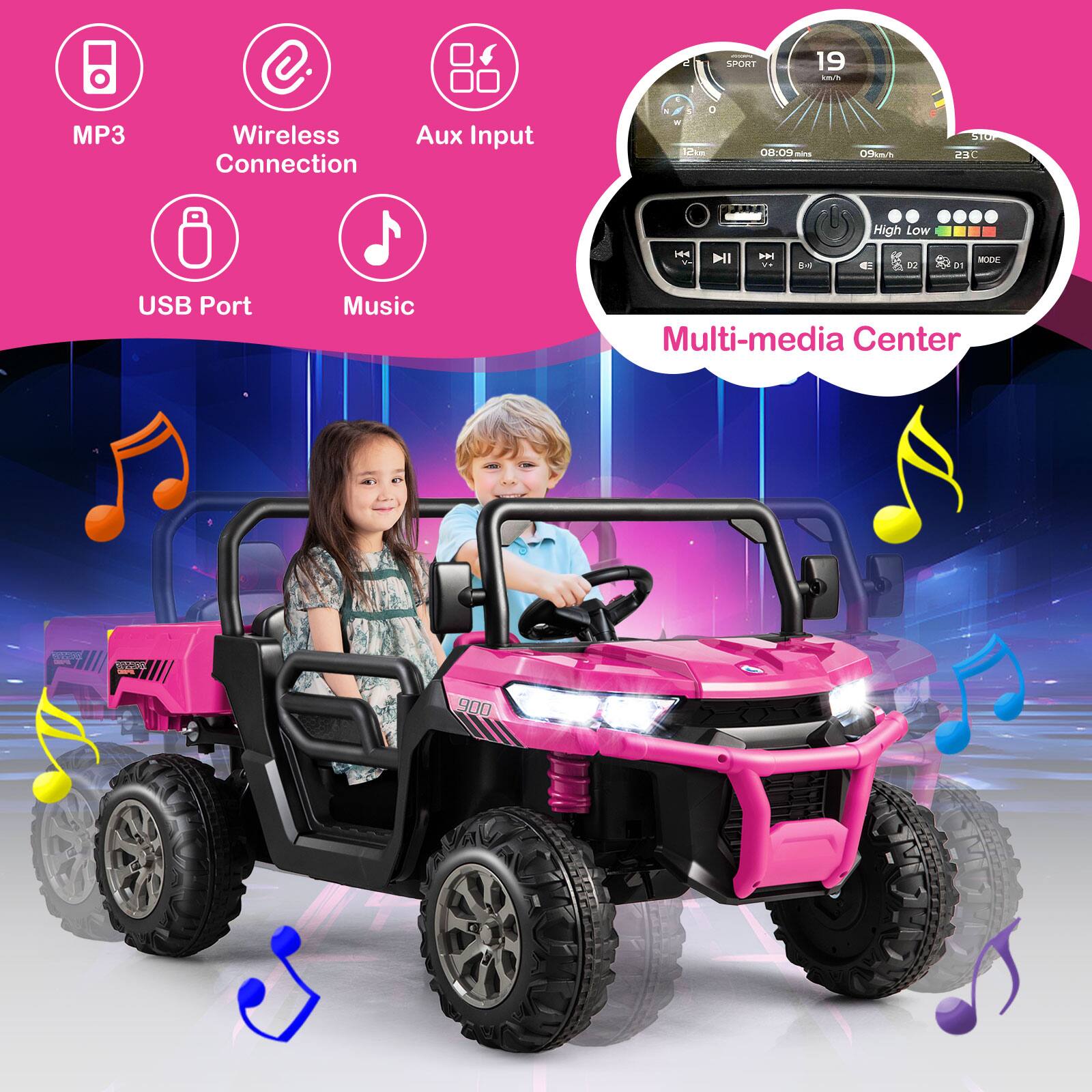 CPORT 19 MP3 Wireless Connection Aux Input - 12 - 0es STO 2 High Low - Il - dm I - 20 X 0n MOD USB Port Music Multi-media Center 900

- MP3
- Wireless Connection
- Aux Input
- USB Port
- Music

Multi-media Center