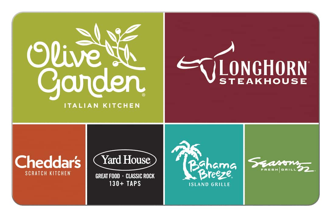 Olive Garden
ITALIAN KITCHEN
LONGHORN
STEAKHOUSE
Cheddar's
SCRATCH KITCHEN
Yard House
GREAT FOOD • CLASSIC ROCK
130+ TAPS
Bahama Breeze
ISLAND GRILLE
Seasons 52
FRESH GRILL & BAR