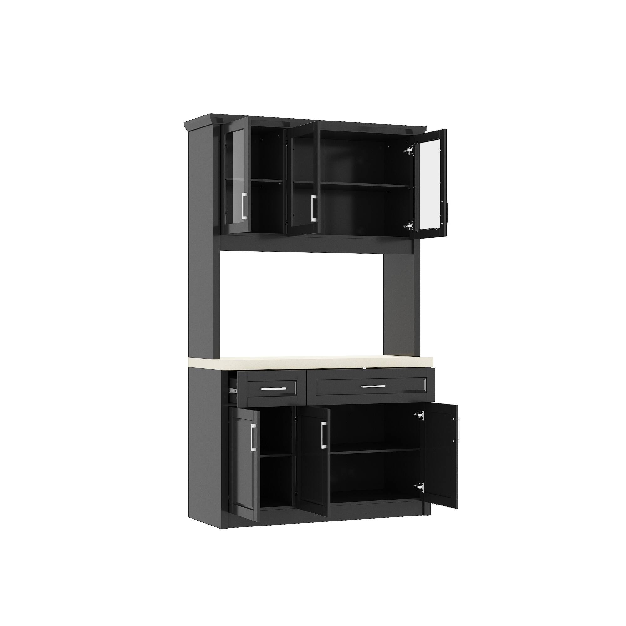 Angle. FUFU & GAGA - FUFU&GAGA Multi - Tier Kitchen Storage Cabinet: All - in - One Organization for Living Spaces - Black.
