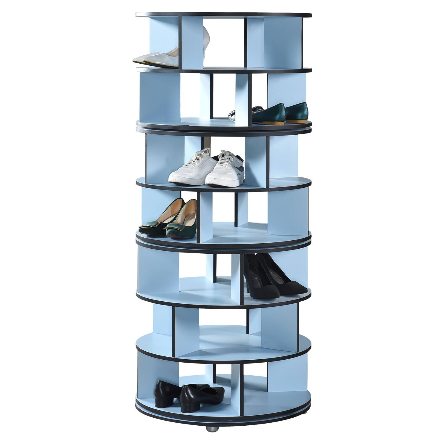 Alt View 2. Kings Brand Furniture - Kings Brand Furniture 7-Tier Rotating Shoe Rack, 360° Revolving Lazy Susan Spinning Shoe Rack Tower Storage Organizer - Blue.
