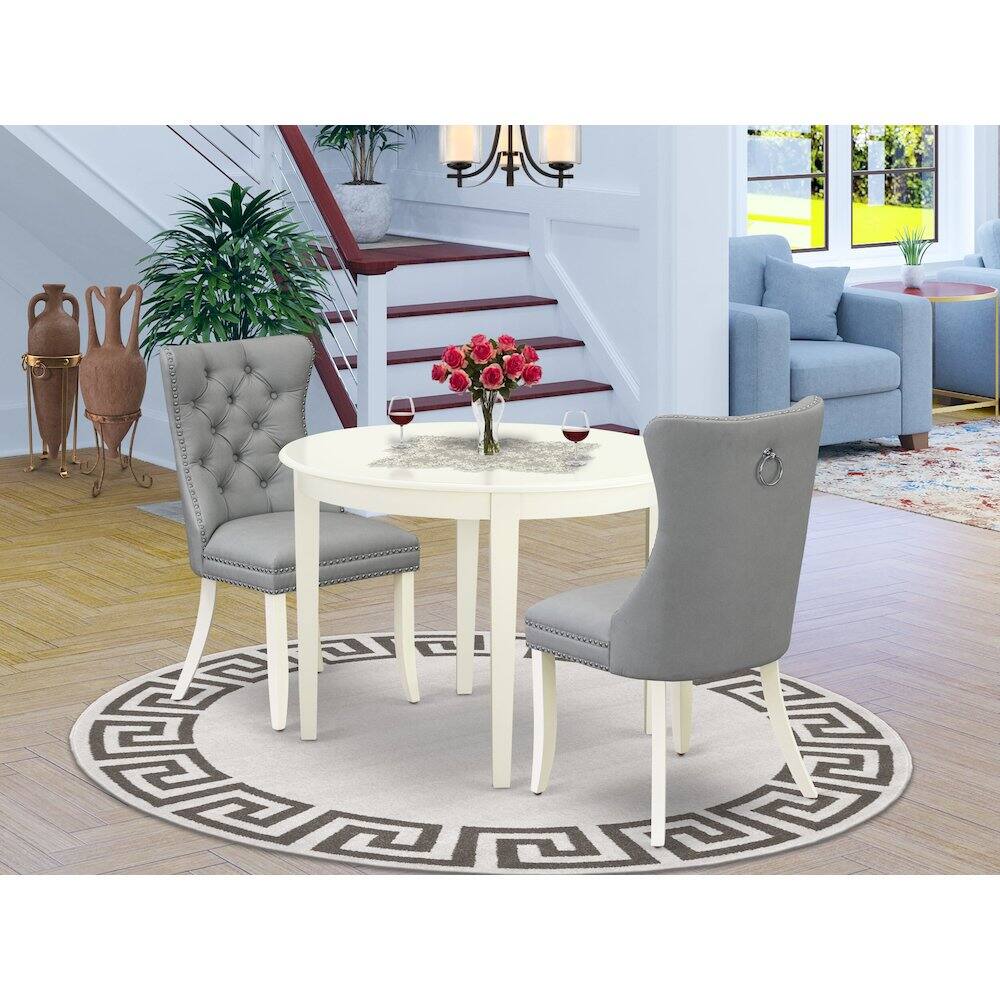 Alt View 7. East West Furniture - 3 Piece Kitchen Table & Chairs Set - White.