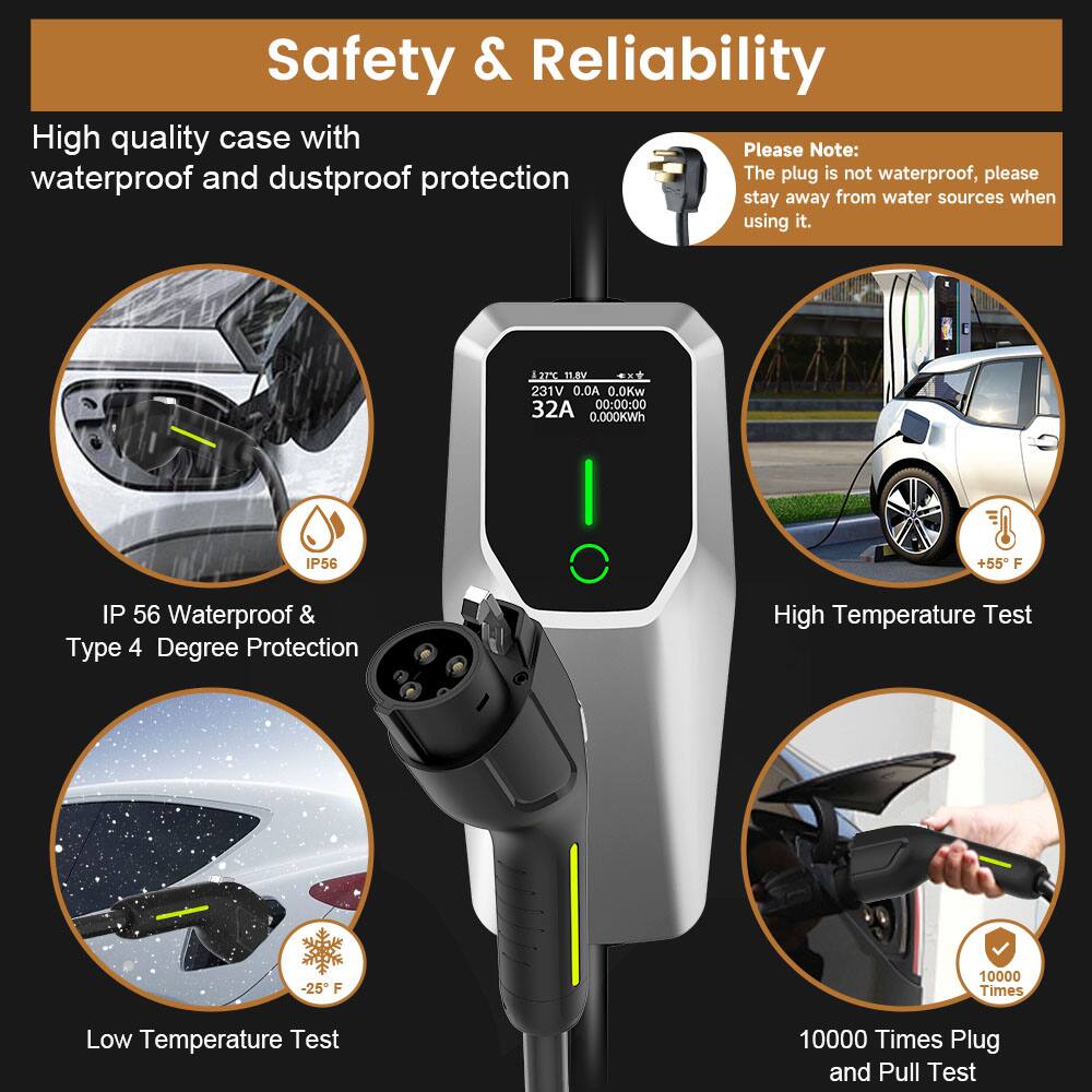 Safety & Reliability

High quality case with waterproof and dustproof protection

IP 56 Waterproof & Type 4 Degree Protection

Please Note: The plug is not waterproof, please stay away from water sources when using it.

High Temperature Test +55°F

Low Temperature Test -25°F

10000 Times Plug and Pull Test