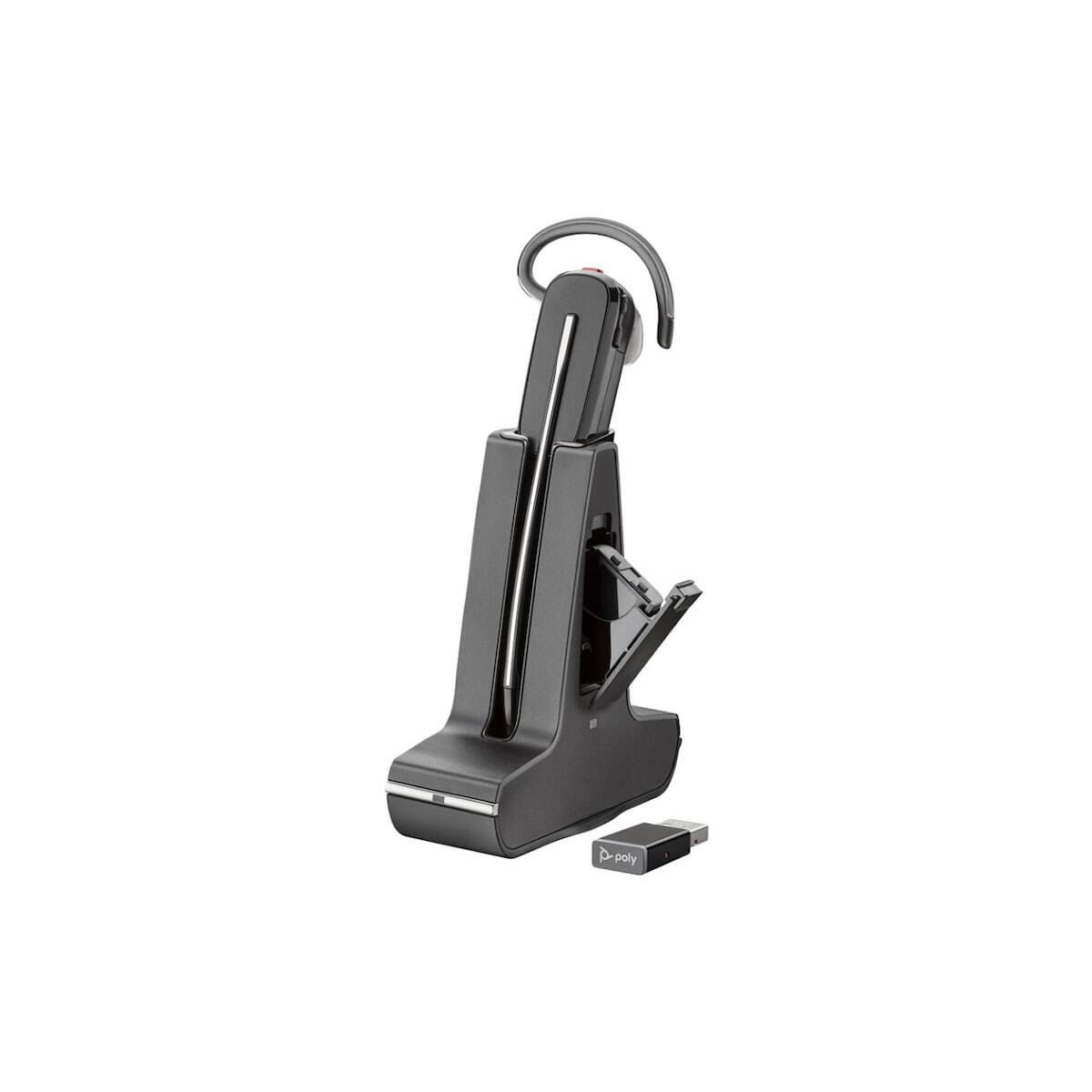 Front. HP - HP Poly Savi 8245 UC Wireless DECT Convertible Headset, Microsoft Teams Certified, Black - Black.