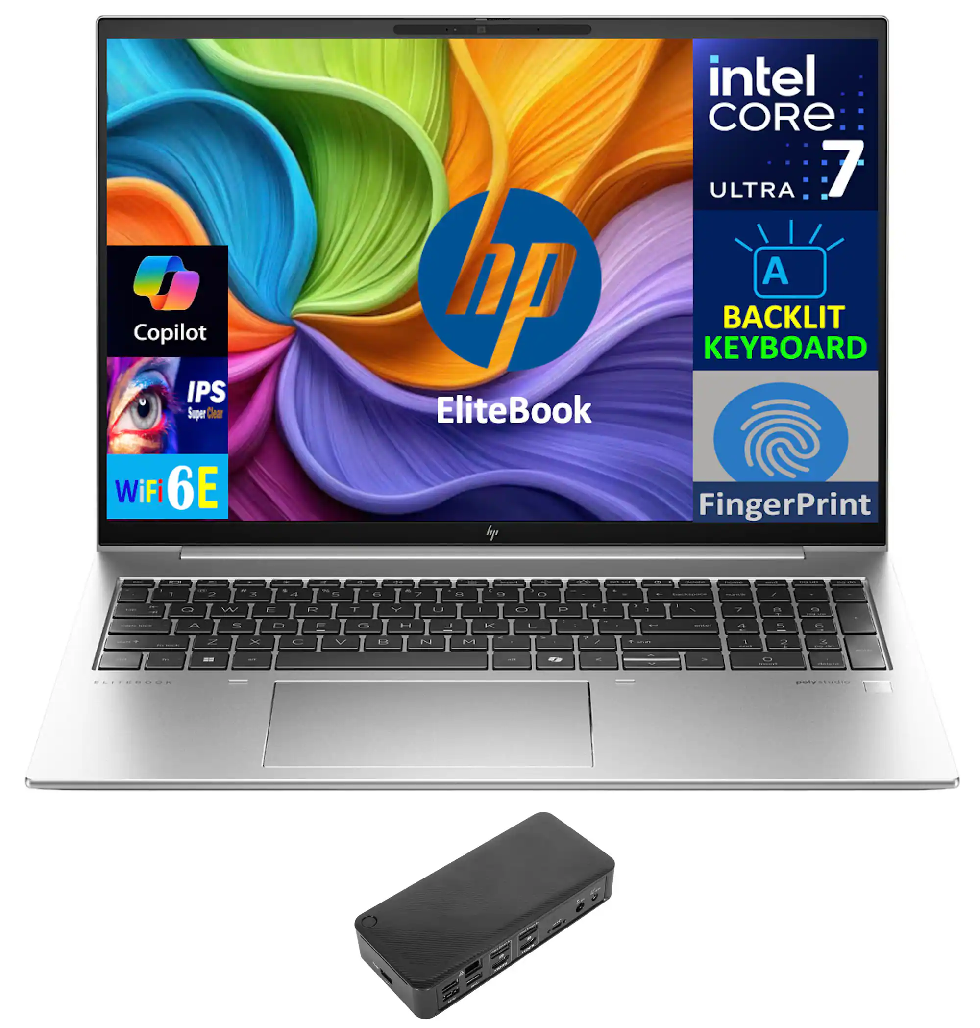 HP - EliteBook 860 Laptop 16.0 WUXGA (Intel Ultra 7 165U , 32GB DDR5, 2TB PCIe SSD, Intel Graphics, Win 11 Pro) - Silver