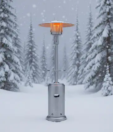 Front. GARVEE - 48,000 BTU Propane Patio Heater, with Table and Wheels.