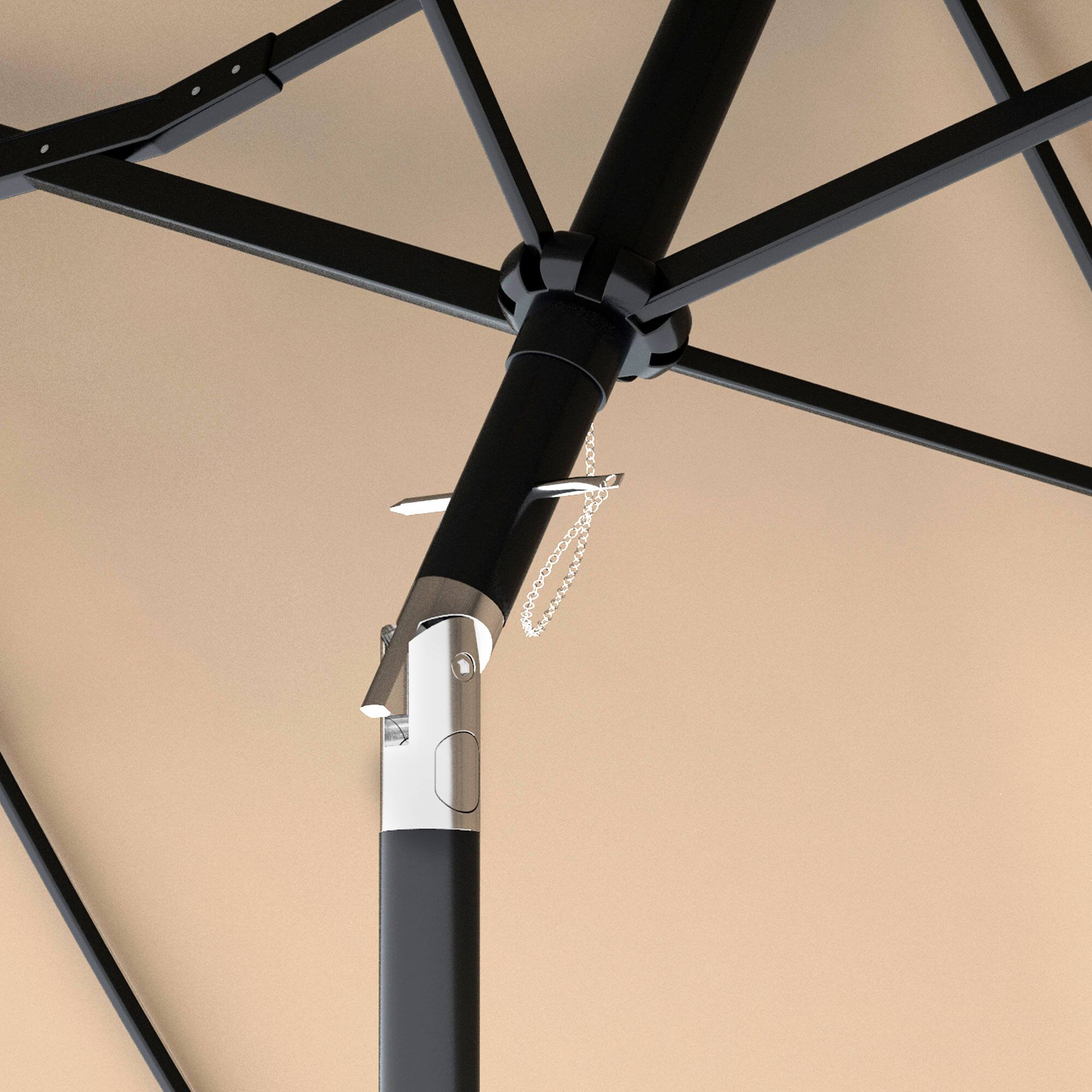 Alt View 5. Outsunny - Double Sided Patio Umbrella, 9.5' Large Outdoor Market Umbrella with Push Button Tilt and Crank, 3 Air Vents - Brown.