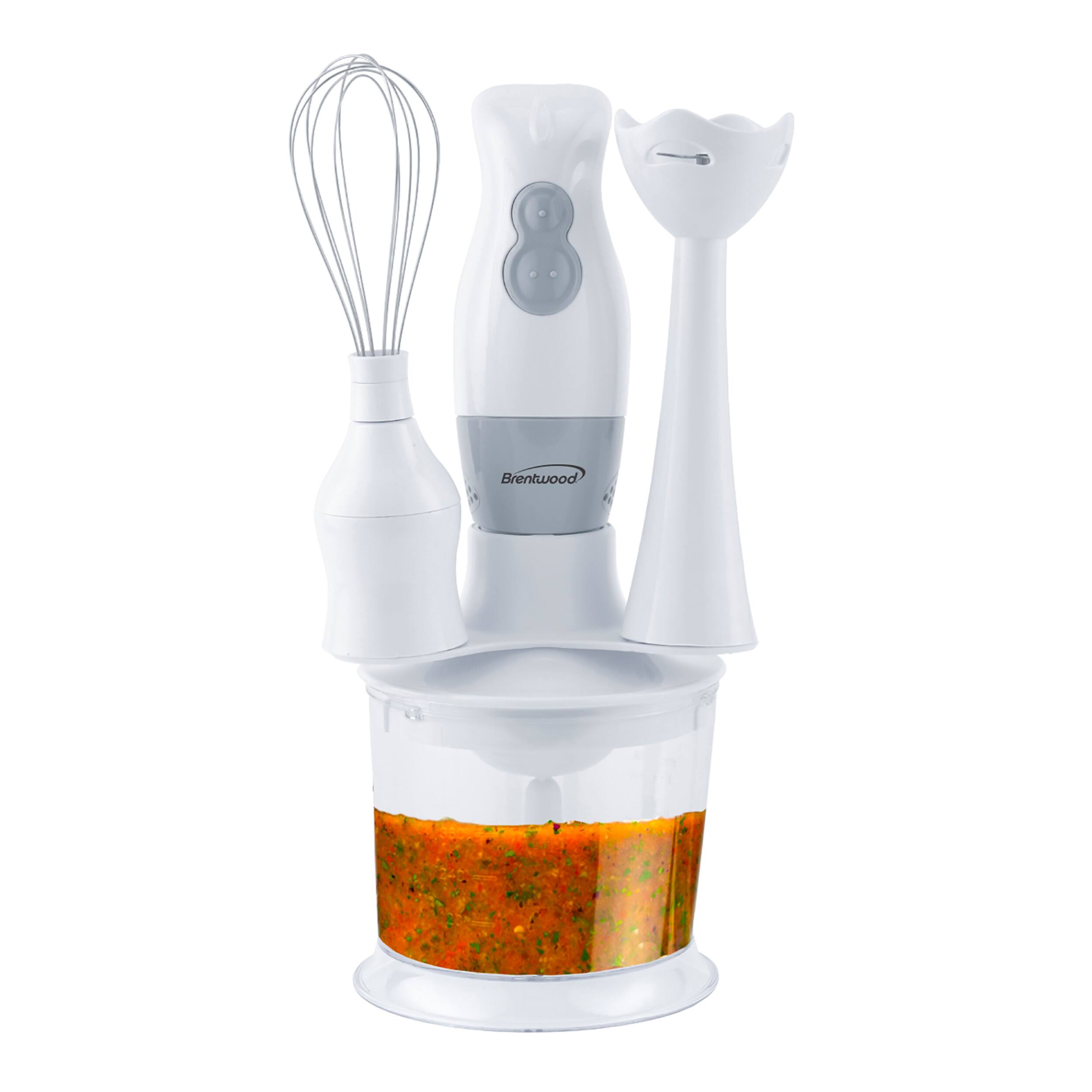 Front. Brentwood - Brentwood HB-38W 2 Speed Hand Blender with Balloon Whisk in White - White.