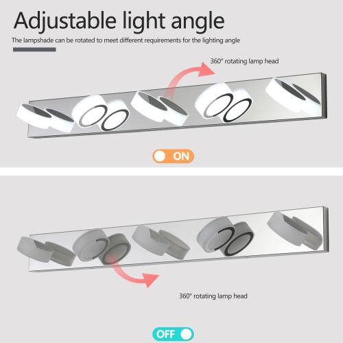 Adjustable light angle  
The lampshade can be rotated to meet different requirements for the lighting angle  

360° rotating lamp head  
ON  

360° rotating lamp head  
OFF