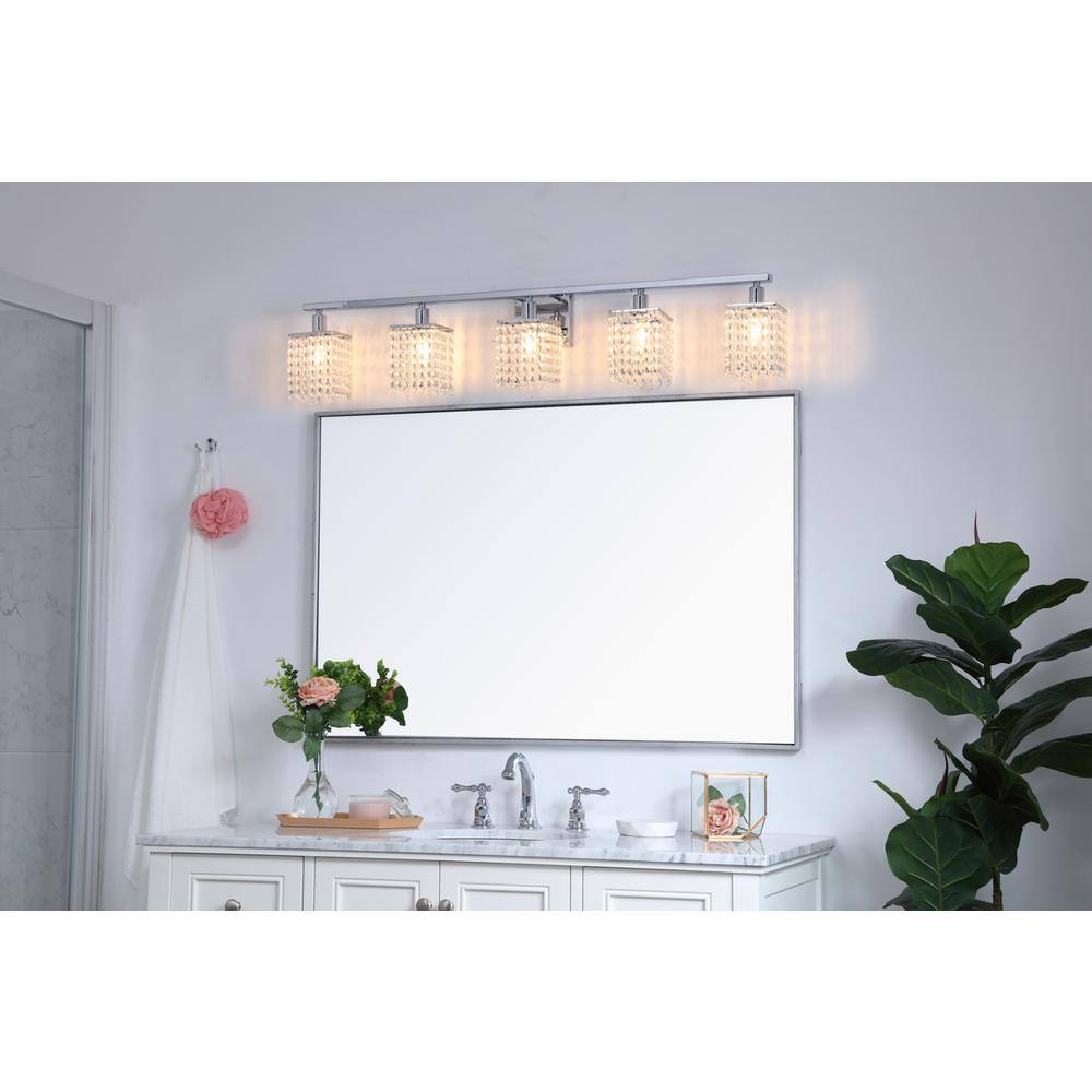 Angle. Living District - Phineas 5 light Chrome and Clear Crystals wall sconce - Chrome And Clear Crystals.