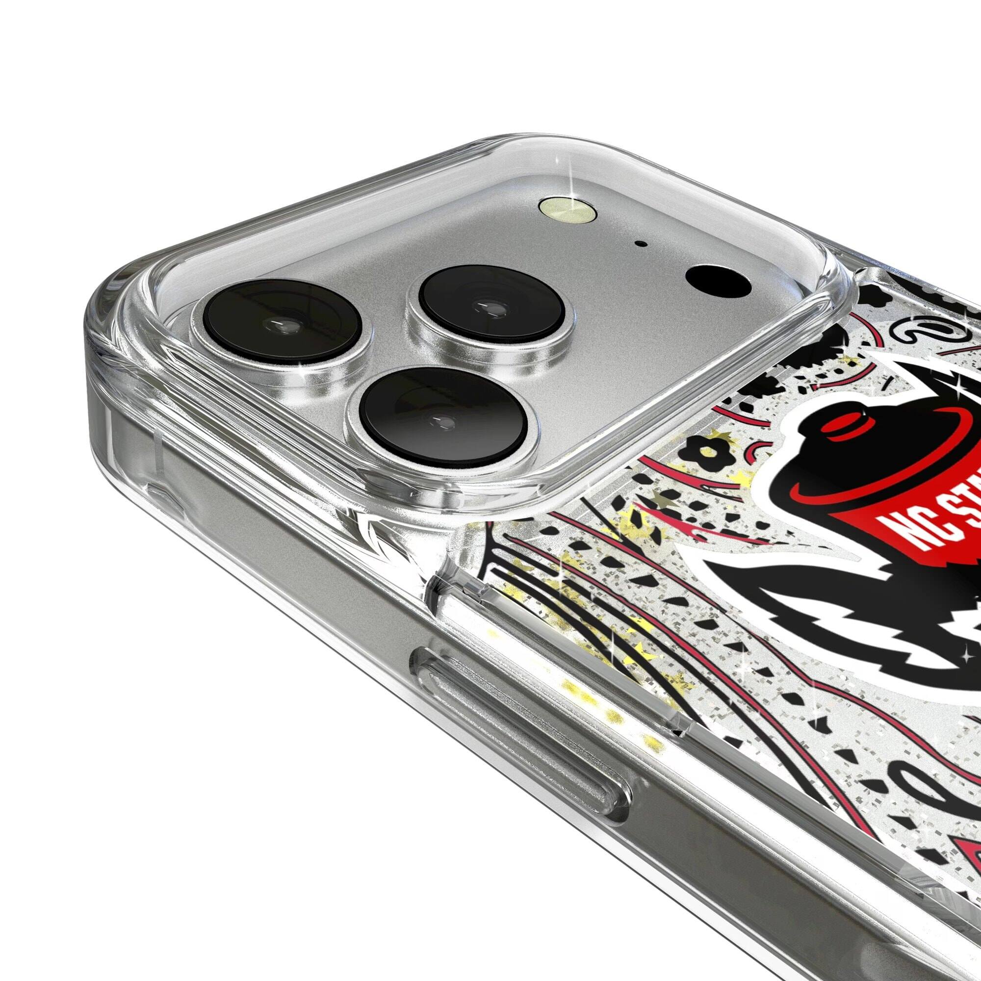 Alt View 2. Keyscaper - NC State Wolfpack Memories Print iPhone Glitter Case - 16 Pro - Multicolor.