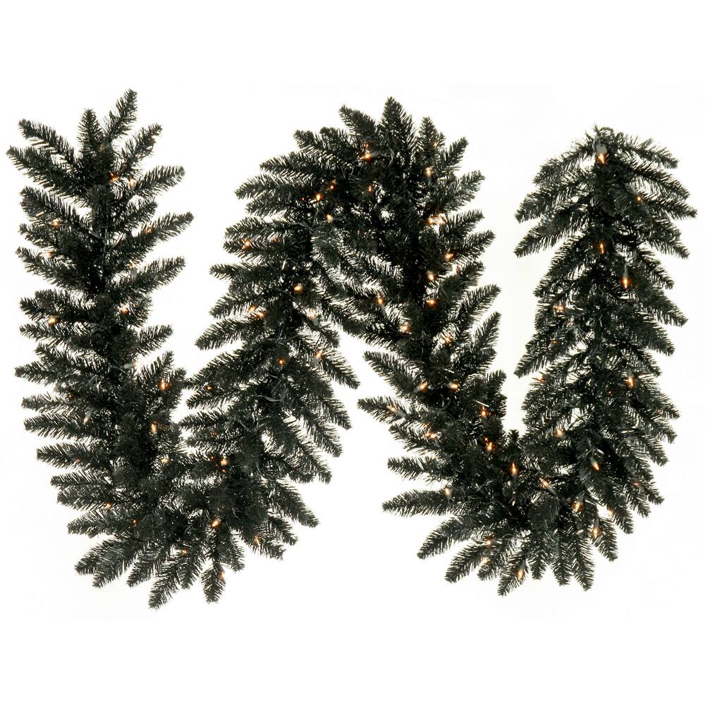 Front. Vickerman - Vickerman 9'x14" Black Garland Dura-Lit LED 100WmWt 250 Tips - Black.