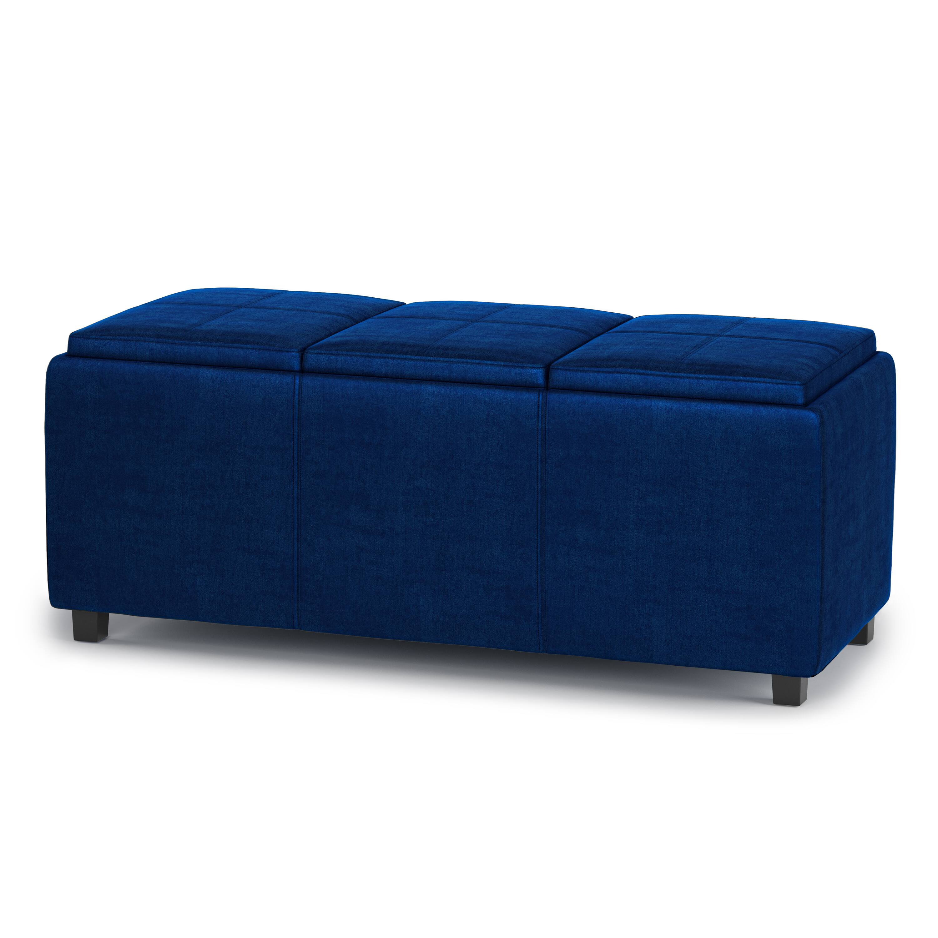Angle. Simpli Home - Avalon Storage Ottoman - Blue.