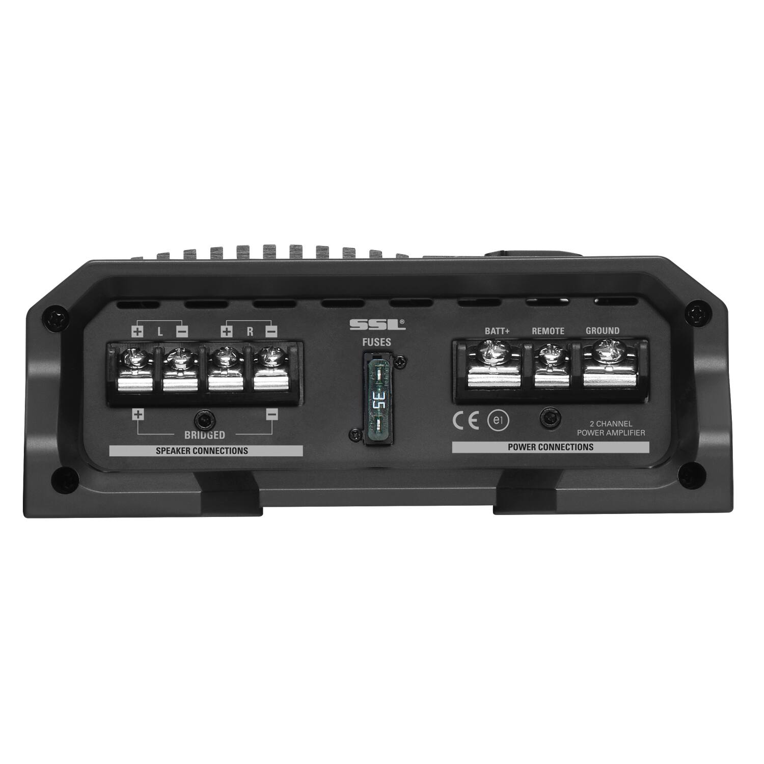 + L + R  
SSE FUSES  
BATT+ REMOTE GROUND  
I + BRIDGED SPEAKER CONNECTIONS  
E 5 e1 : CHANNEL POWER AMPLIFIER POWER CONNECTIONS