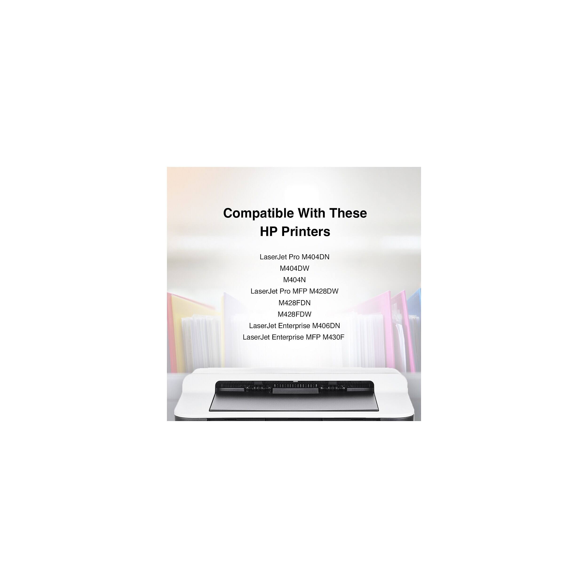Compatible With These HP Printers

LaserJet Pro M404DN  
LaserJet Pro M404DW  
LaserJet Pro M404N  
LaserJet Pro MFP M428DW  
LaserJet Enterprise M406DN  
LaserJet Enterprise MFP M430F