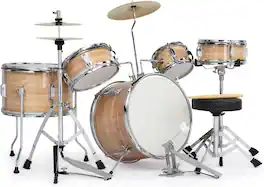 Winado - 5-Piece Complete Junior Drums Set, 14 Inch Beginners Drum Kit with Throne Stool, Pedal & Drumsticks With Cymbal