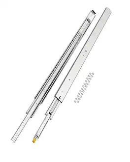 VEVOR - Set of Two Drawer Rails, Sizes Varying from 16 to 60 inches, 500 lbs Weight Tolerance, Lockable Ball Bearing Side - Silver