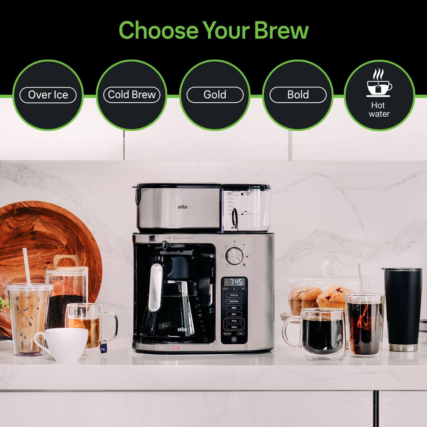 Choose Your Brew Over Ice Cold Brew Gold Bold Hot water