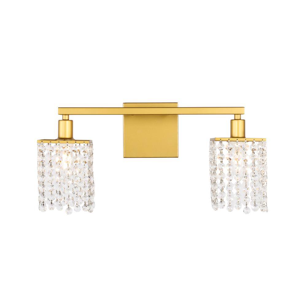 Alt View 8. Living District - Phineas 2 light Brass and Clear Crystals wall sconce - Brass And Clear Crystals.