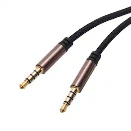 Unique Bargains - 3.5mm TRRS Male to Male Aux Audio Cable, Nylon Braided, 3.3ft, for Phone Headphone Speaker Stereo - Brown