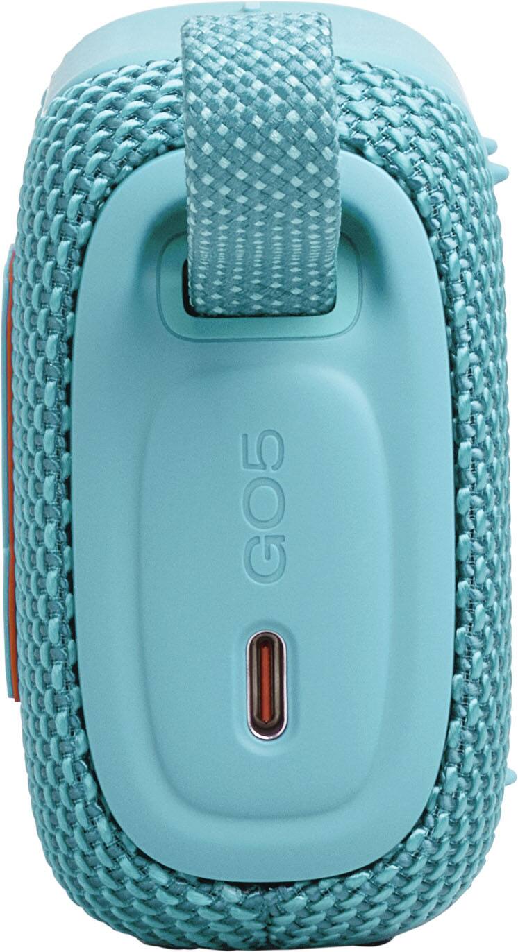 Left. JBL - Go 5 - Ultra-portable waterproof and drop-proof speaker - 2026 - Turquoise.