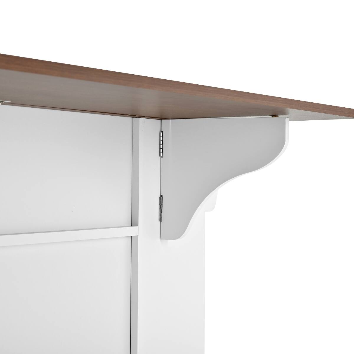 Alt View 8. Loheer - Loheer 54 inch mobile kitchen island with Power Outlet and Glass Doors, White and Walnut - White+Walnut.